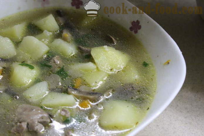 Супа са пилетином јетре - како да кува супу са јетром, корак по корак рецептури фотографије