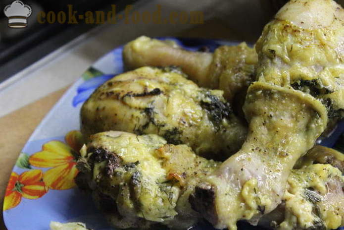 Пуњени пилећи батак у рерни - како да кува а укусне пилеће батаке, корак по корак рецептури фотографије