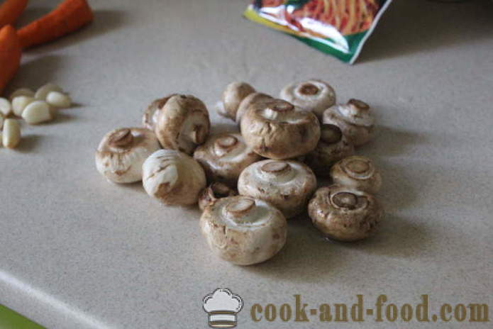 Печурке у корејском - како Пицкле печурке код куће, корак по корак рецептури фотографије