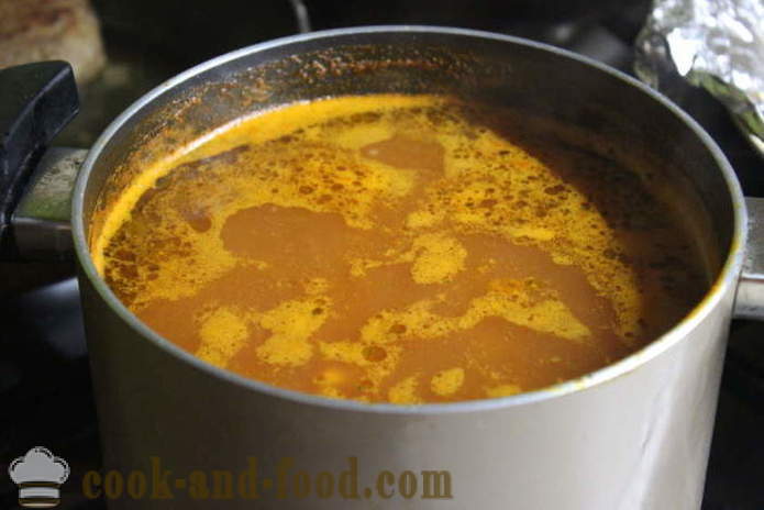 Кромпир супа са ћуфте и парадајз пире - како да кувају супу од парадајза са ћуфте, са корак по корак рецептури фотографије
