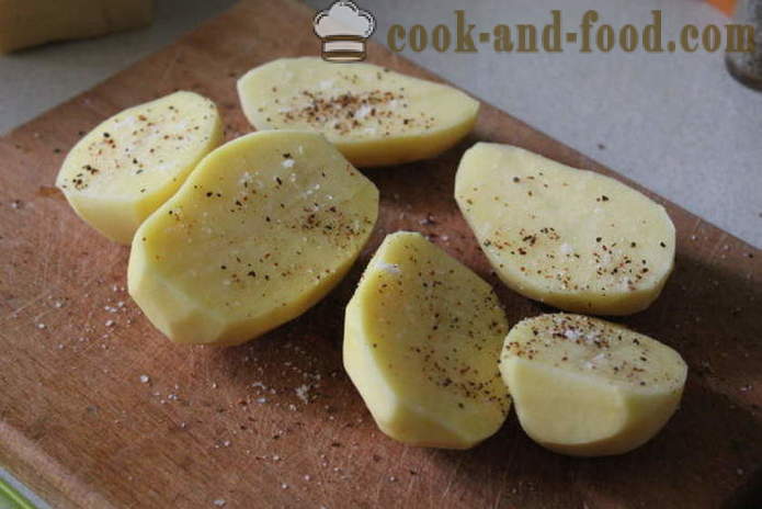 Печени кромпир са сиром - као укусне да кувате кромпир у рерни, са корак по корак рецептури фотографије