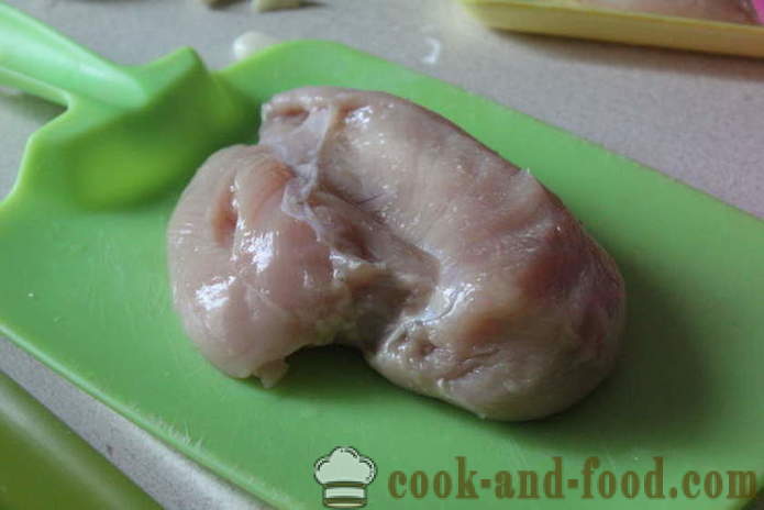 Хоме мамина пилеће бело месо у фолији - како направити Пастрами пиле у рерни, са корак по корак рецептури фотографије