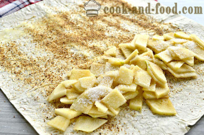 Штрудла са јабукама Лавасх - како да кува штрудлу од пита у рерни, са корак по корак рецептури фотографије