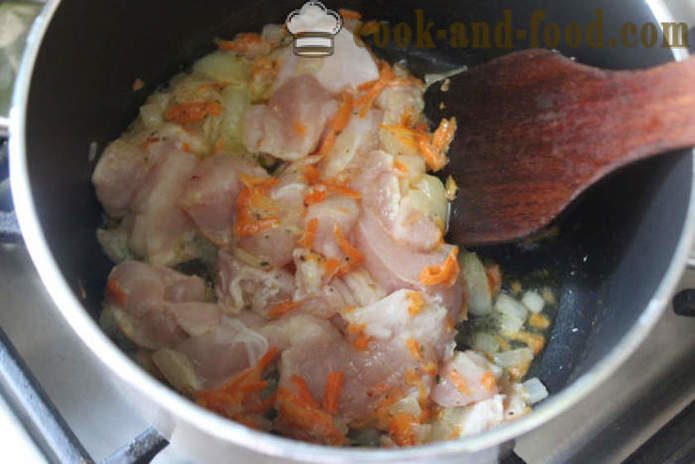 Сочиво Пилав са пилетином у млеку - као укусна да кува сочиво са пилетином, корак по корак рецептури фотографије