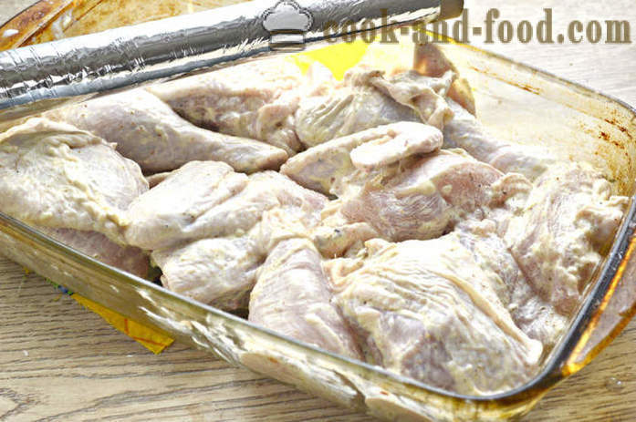 Пилетину комада у рерни - као печена пилетина у мајонезу, корак по корак рецептури фотографије