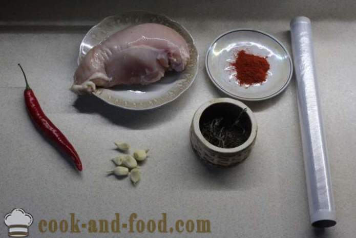 Хомемаде пилетина Д у фолији - како направити пилетину ролл код куће, корак по корак рецептури фотографије