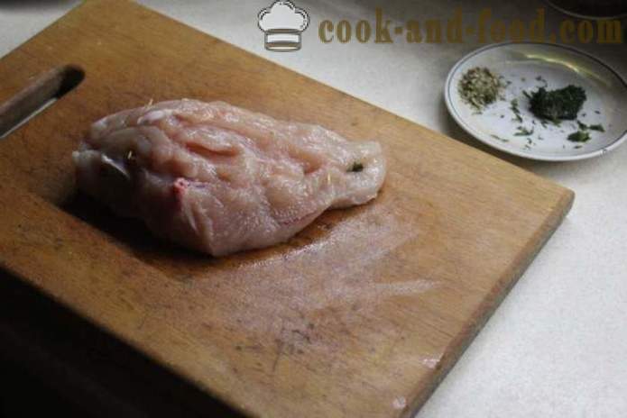 Сир Д од пилећих прса у пећи - како направити пилетину ролл код куће, корак по корак рецептури фотографије