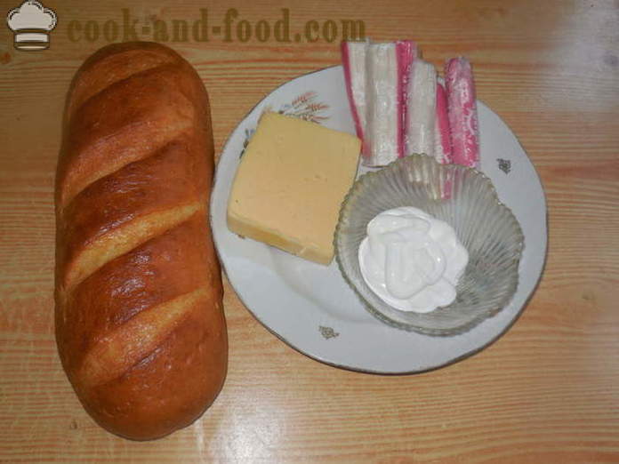 Топли сендвичи са сиром и ракова палицама - Како направити топли сендвичи у рерни, са корак по корак рецептури фотографије