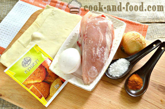 Хоме Самса лиснато тесто са пилетином - како да припреми слојевито Самса са пилетином, корак по корак рецептури фотографије