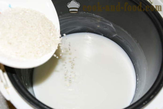 Укусна пиринач каша са млеком у мултиварка - како скухати пиринча млеко кашу, корак по корак рецептури фотографије