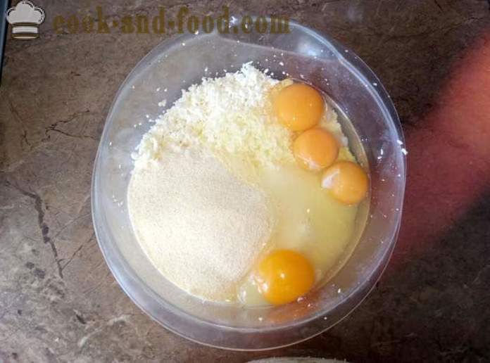 Кисело млеко тепсија сир и јаја у мултиварка - како би свеж сир касеролу у мултиварка, корак по корак рецептури фотографије