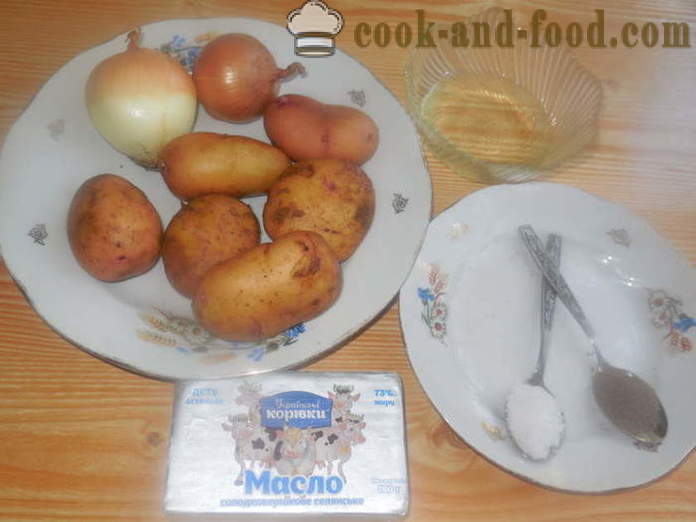 Посна кнедле са сировим кромпиром и луком - како да кувају кнедле са сировим кромпиром, корак по корак рецептури фотографије