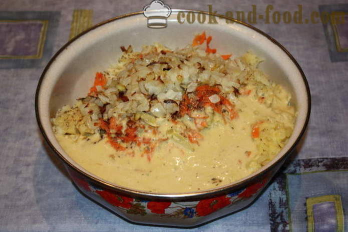 Кромпир паштете са луком и шаргарепом - како да кува кромпир дупла кувани кромпир, уз корак по корак рецептури фотографије