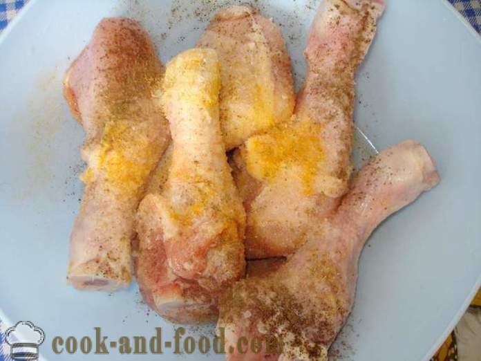 Печена пилетина ноге у мултиварка - како да се пече пилеце ноге у мултиварка, корак по корак рецептури фотографије