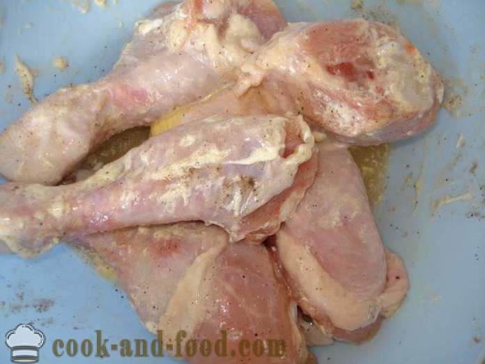 Печена пилетина ноге у мултиварка - како да се пече пилеце ноге у мултиварка, корак по корак рецептури фотографије