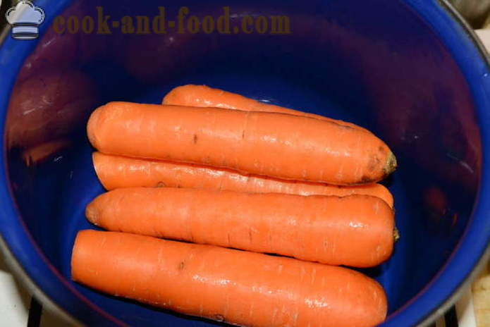 Како да кува шаргарепе и Руска салата - како да кува шаргарепу у лонац, са корак по корак рецептури фотографије