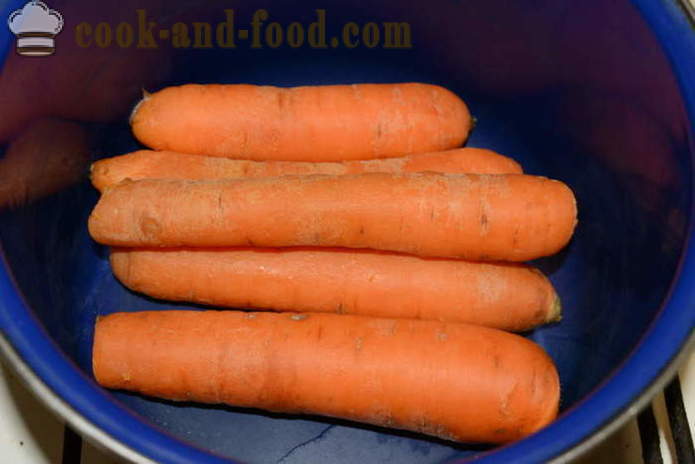 Како да кува шаргарепе и Руска салата - како да кува шаргарепу у лонац, са корак по корак рецептури фотографије