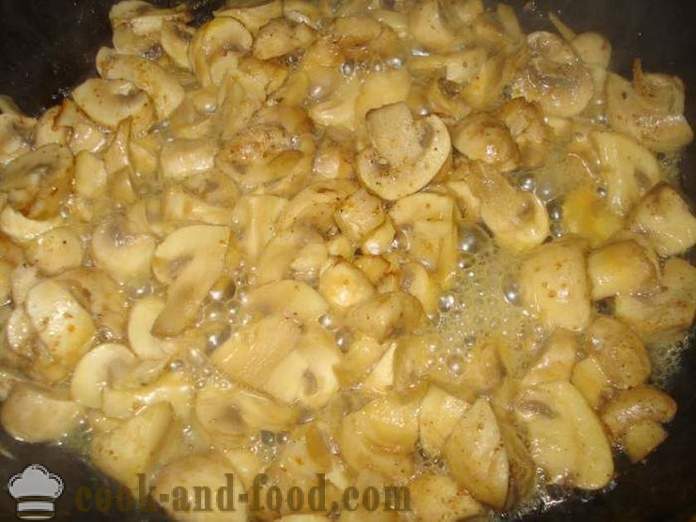 Свеже печурке пржена у тигању - како да кува Фриед печурке, корак по корак рецептури фотографије