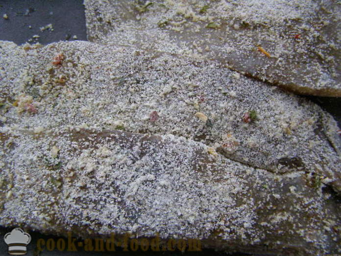 Иверак пржена у тигању са поврћем и сосом од парадајза - како да кува пржена флоундер филете, корак по корак рецептури фотографије