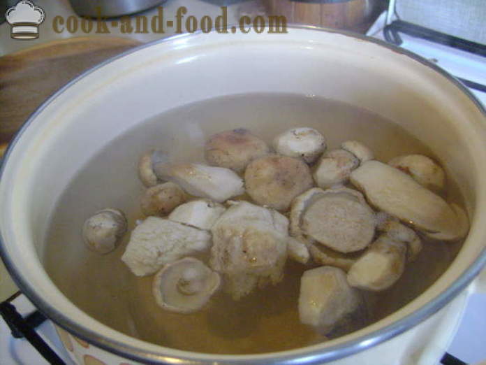 Укусно чорба од печурака из замрзнутих белих печурака - како да кува супу од замрзнутих белих печурака, корак по корак рецептури фотографије
