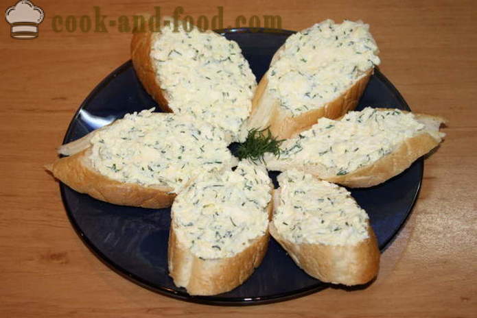 Јеврејска предјело од топљени сир са белим луком - како да јеврејски предјело са белим луком, корак по корак рецептури фотографије