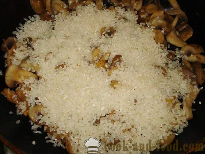 Гљива рижото са печуркама - како да кува рижото код куће, корак по корак рецептури фотографије