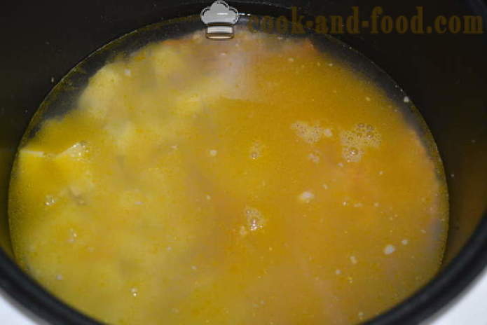 Грашка супа са месом - како мултиварка брзо кува грашка супа у, корак по корак рецептури фотографије