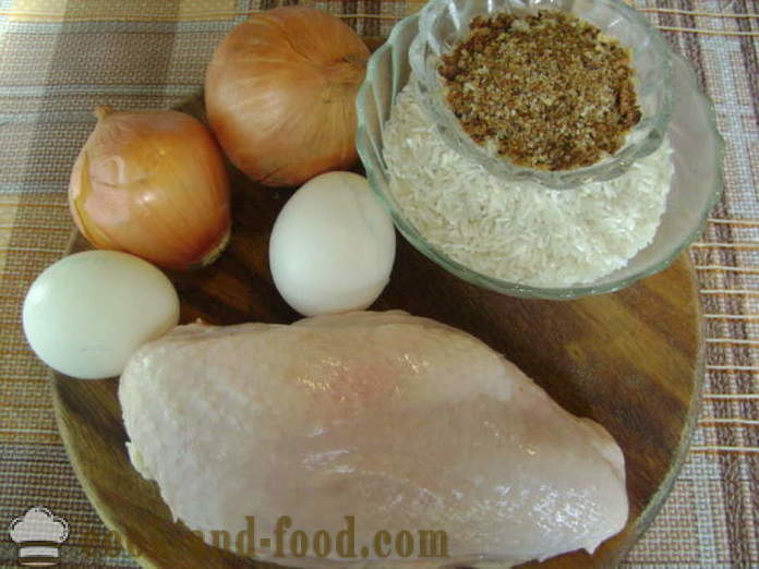 Пилеће груди са грбом омлет у тигању - како да кува и пилеће груди у бунду за вечеру, са корак по корак рецептури фотографије