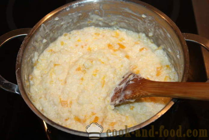 Пиринач каша са бундевом на млеко - како кува пиринач кашу са бундевом на тањиру, са корак по корак рецептури фотографије