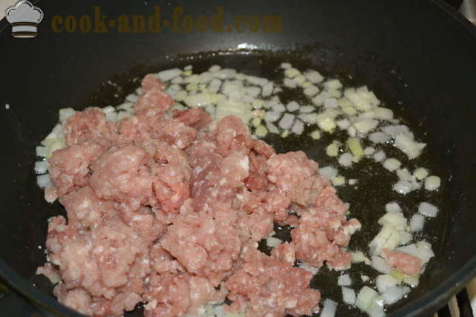 Паста наутицалли са млевеним месом у тигању - како да кува пасту наутицалли са млевеним месом, корак по корак рецептури фотографије