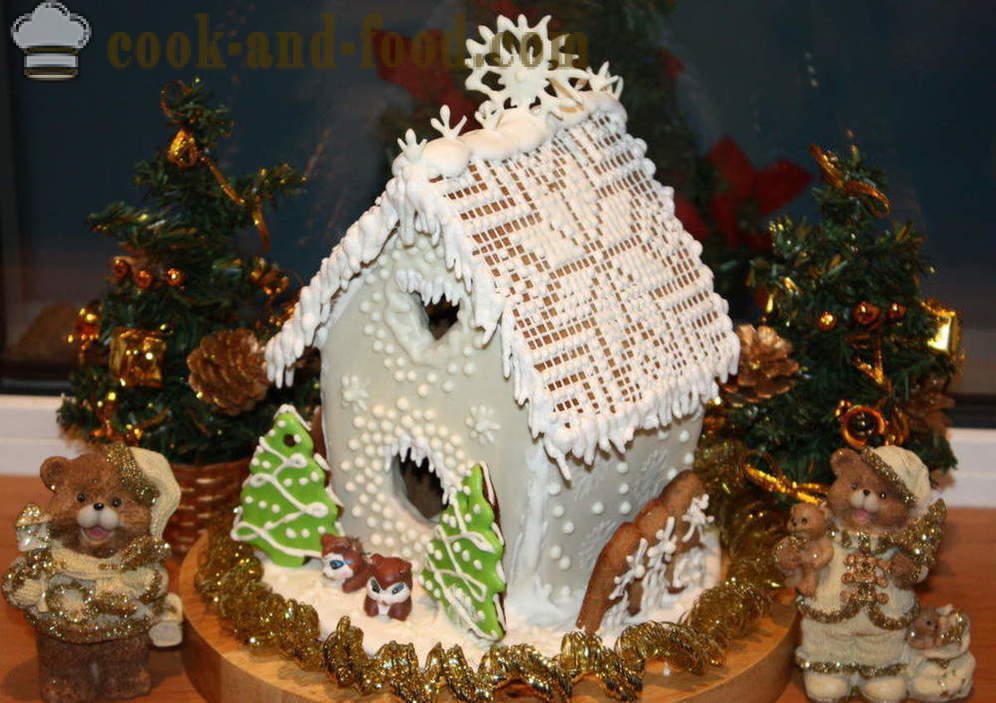 Божић медењак кућа са сопственим рукама - као начин да се пече од медењака кућу код куће на новогодишњу ноћ, корак по корак рецептури фотографије