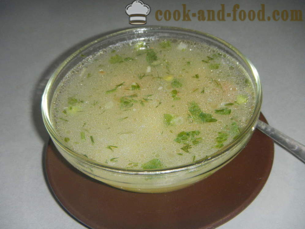 Пилећа супа са грашком - како да кува супу са грашком смрзнутог или свежег, са корак по корак рецептури фотографије