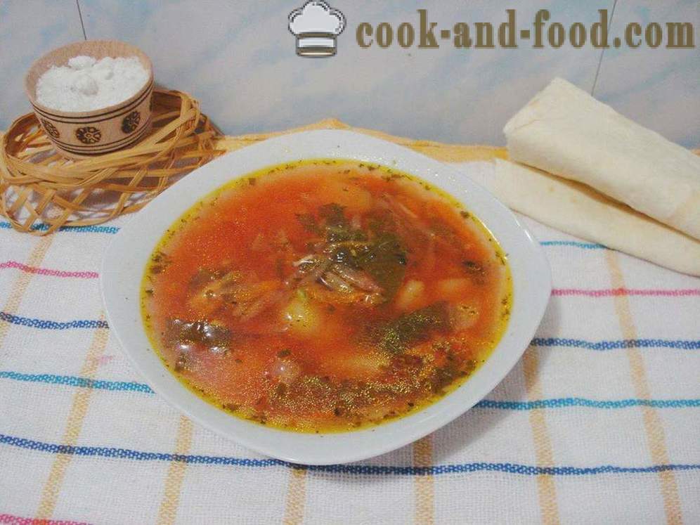 Супа од поврћа са Кисељак - како да кува супу са соррел, корак по корак рецептури фотографије