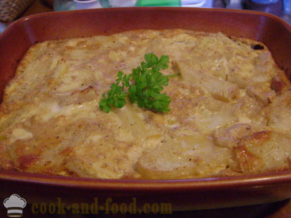 Кромпир печен у крем сосу - оба укусне печени кромпир у рерни са порумени кора, са корак по корак рецептури фотографије