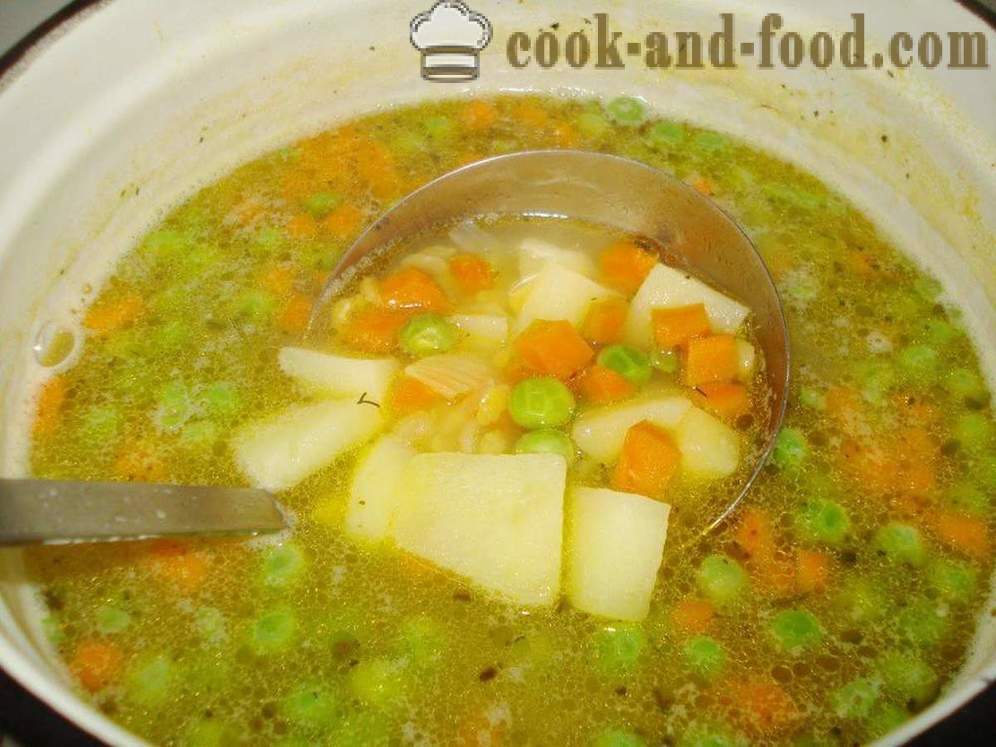 Леан грашка супа са грашком - како да кувају грашка супа Посно брзо, корак по корак рецептури фотографије