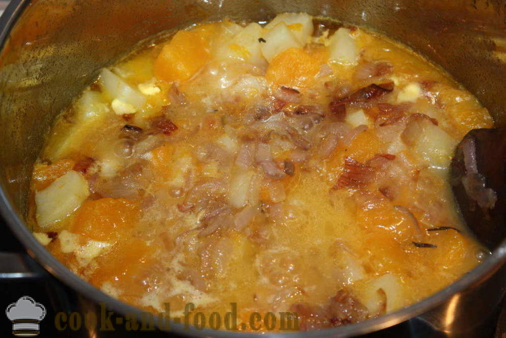 Крем од бундеве са ћуфте - како да кувају супа пире од бундеве, корак по корак рецептури фотографије