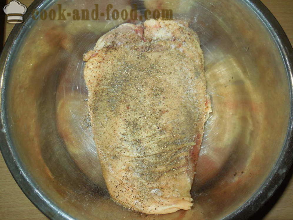 Сочно пилеће груди печена у рерни - како да кува пилеће груди у рерни, са корак по корак рецептури фотографије