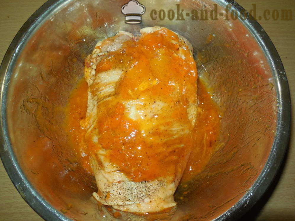 Сочно пилеће груди печена у рерни - како да кува пилеће груди у рерни, са корак по корак рецептури фотографије