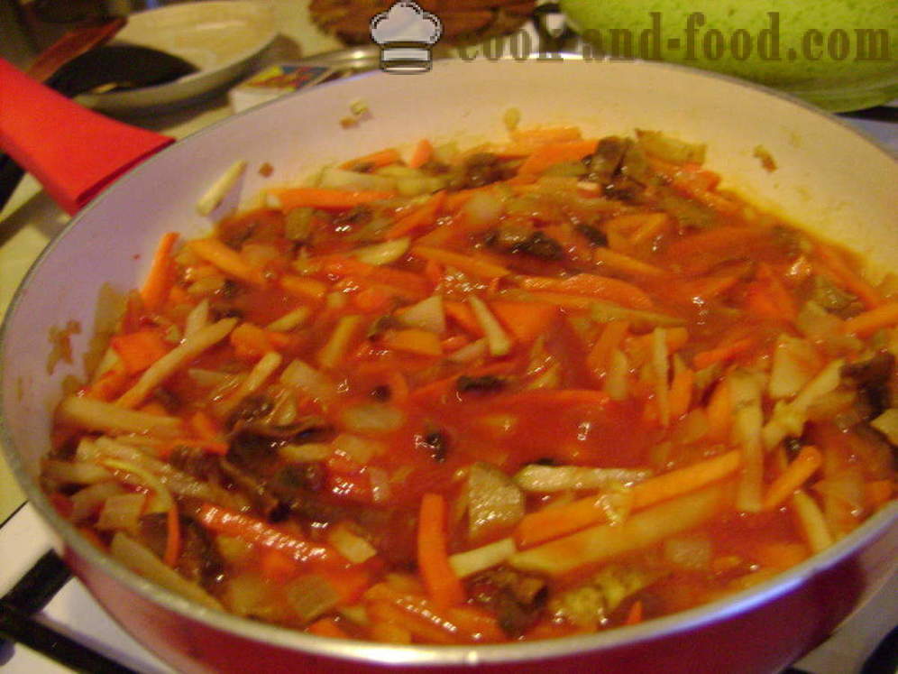 Супа од поврћа са печуркама и пасуља - како да кувају супу са печуркама, корак по корак рецептури фотографије