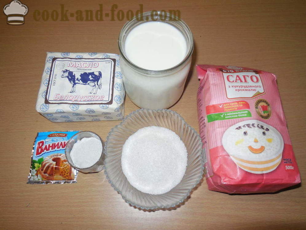 Саго млеко каша - како да кувају кашу од Саго млека, корак по корак рецептури фотографије
