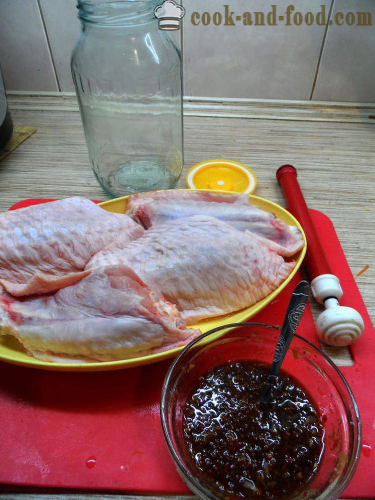 Печени туркеи крила - како да кува а турска крила су укусне, са корак по корак рецептури фотографије