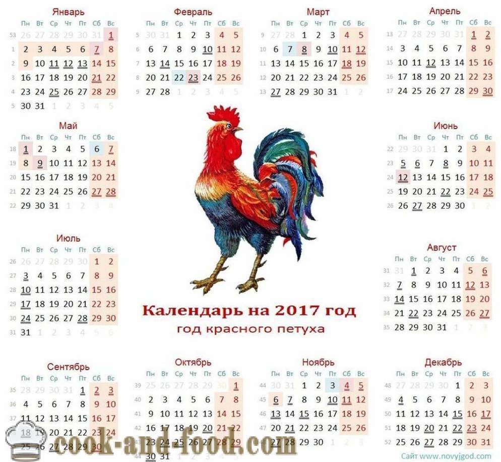 Календар за 2017 годину Роостер: довнлоад фрее Цхристмас календар са славина