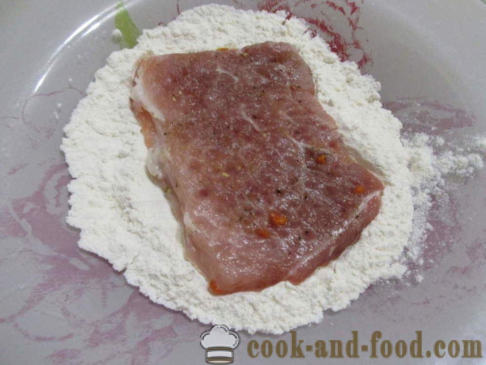 Јуици свињски котлети у рерни са сиром тесто - како да кува крменадле у рерни, са корак по корак рецептури фотографије