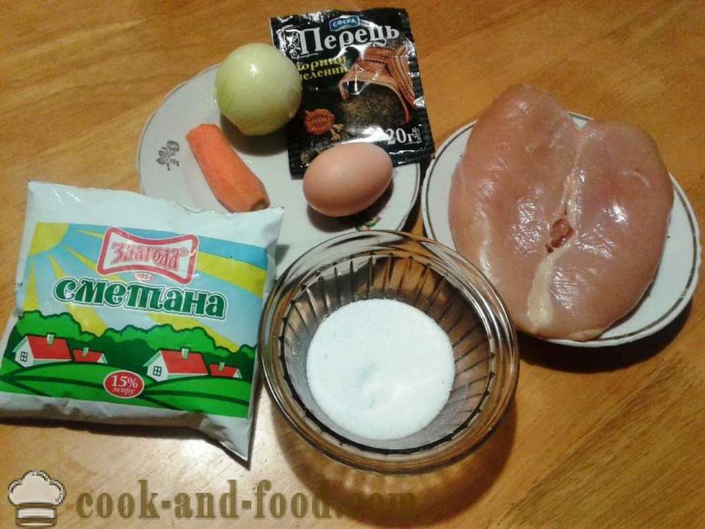 Шницле од пилећих прса са павлаком - како да кува млевеног котлети пилеће бело месо, корак по корак рецептури фотографије