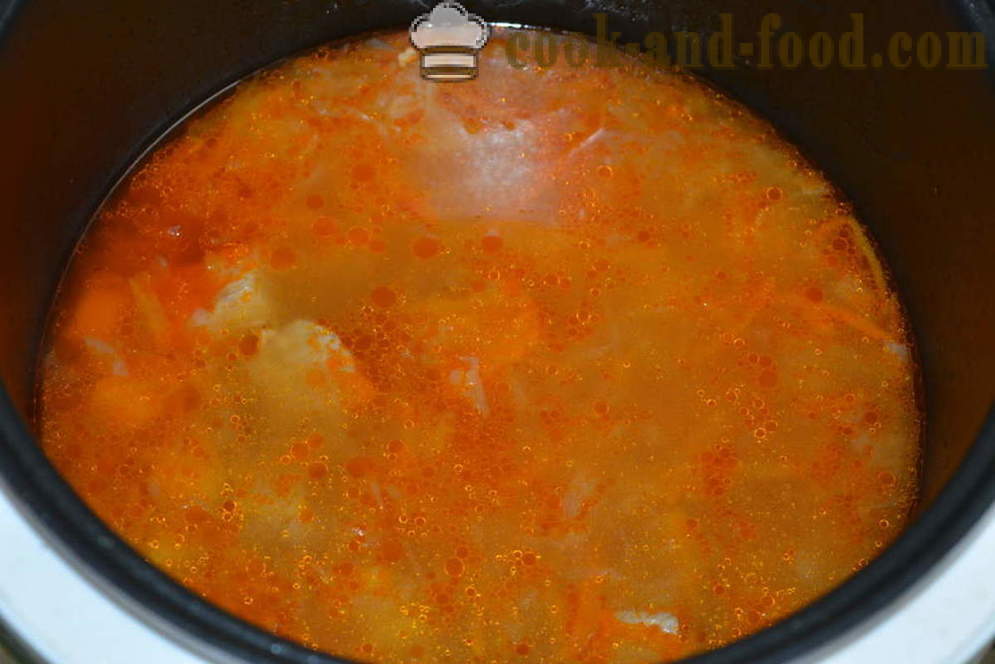 Кисела супа од киселог купуса са месом мултиварка - како да кува супа од киселог купуса у мултиварка, корак по корак рецептури фотографије