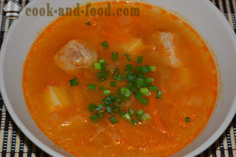 Кисела супа од киселог купуса са месом мултиварка - како да кува супа од киселог купуса у мултиварка, корак по корак рецептури фотографије