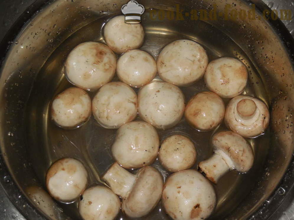Печурке на ражњиће рерну печене укусно - као печурке у рерну да се пече целину, корак по корак рецептури фотографије