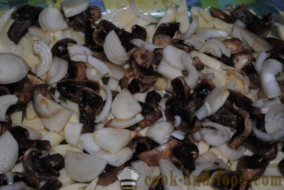Печени кромпир са сиром и печуркама - оба укусни печени кромпир у рерни, са корак по корак рецептури фотографије