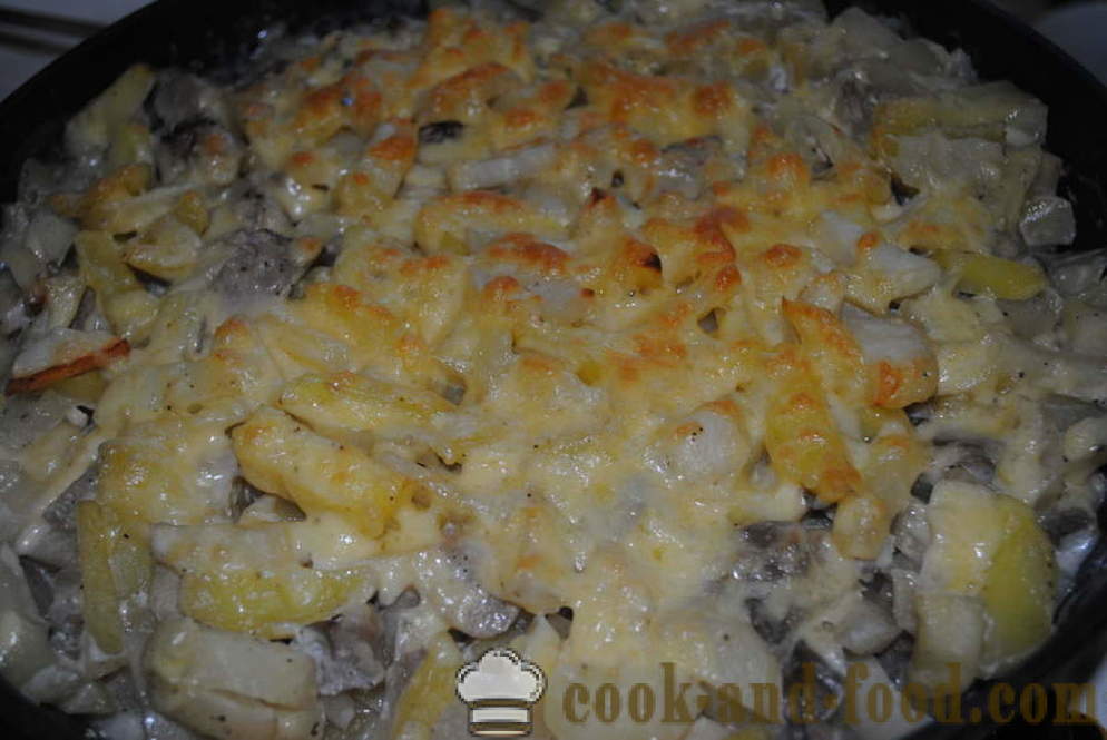 Печени кромпир са сиром и печуркама - оба укусни печени кромпир у рерни, са корак по корак рецептури фотографије