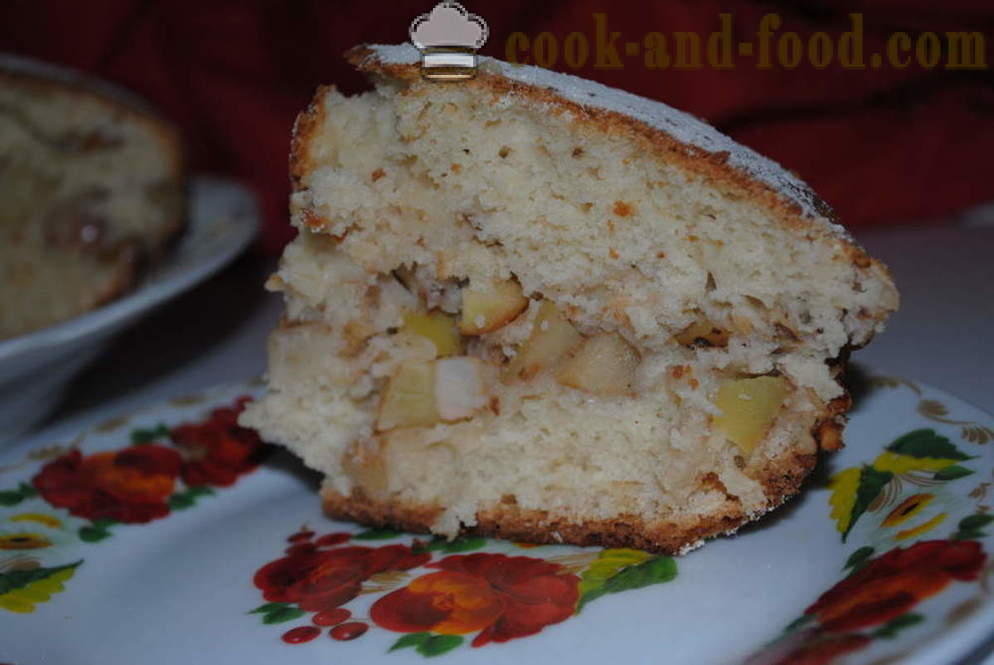 Гингербреад торта на кефир са јабукама и орасима - како да кува торту са кефир, корак по корак рецептури фотографије